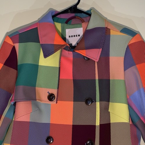 Gabardina Boden neón con cinturón para mujer talla 12 pequeña EE. UU. - cuadros multicolores - Imagen 10 de 23
