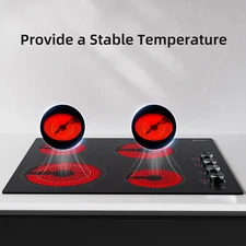 4 Burners Electric Cooktop 23 in Ceramic Cooktop Electric Stove Top Knob Control