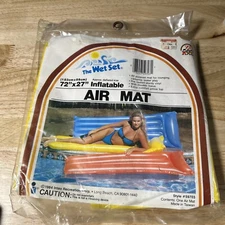 Vintage Intex The Wet Set Inflatable Air Mat Yellow Vinyl Pool Float