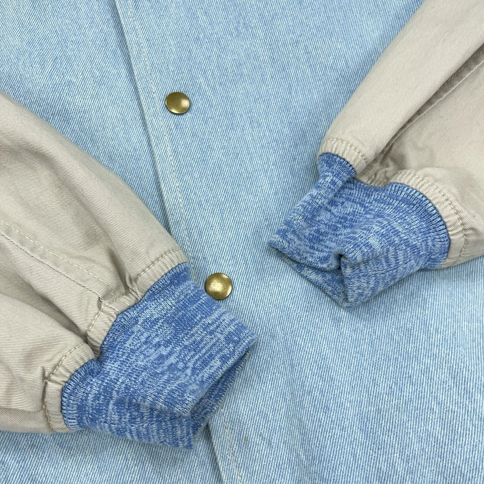 Chaqueta Denim De Colección Hombres Grande Azul Tostado Varsity Letterman Bomber Años 90 Y2K Trabajo Foto 4 de 4