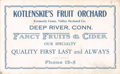 DEEP RIVER, CT ~ KOTLENSKIE'S FRUIT ORCHARD ADVERTISING BLOTTER