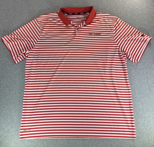 Nike Polo Shirt Men’s XXL Red Stripe Black Swoosh "The Players" Golf Performance - Picture 2 of 9