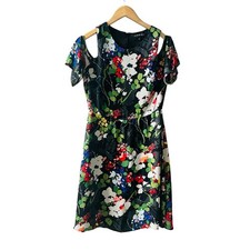 Banana Republic Floral Print Cold Shoulder Dress Size 4 Multicolor 