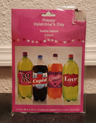 Package of 4 Valentine's Day Theme Bottle labels  Wedding Party 