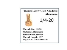 1/4-20 x 1/2" Knurled Thumb Screw 25 Pieces Aluminum Gold Anodized Finish