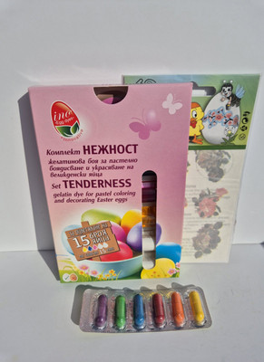 Set Gelatine Pastellfarbe & Presse Aufkleber Tattoos zum Dekorieren von Ostereiern