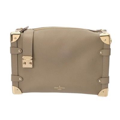 LOUIS VUITTON Side Trunk MM M25072 Grain Calfskin Leather Taupe Women 2WAY bag