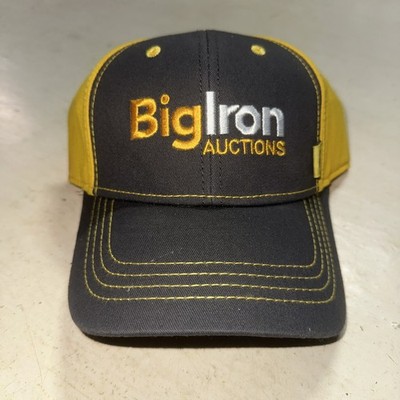 Big Iron Auctions Charcoal Yellow Denim Trucker Hat Cap Adjust Snap Back Adult