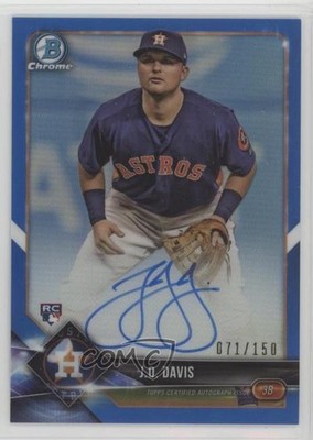 2018 Bowman Chrome Rookie Blue Refractor 71/150 JD Davis #BCRA-JD Auto RC 9ad