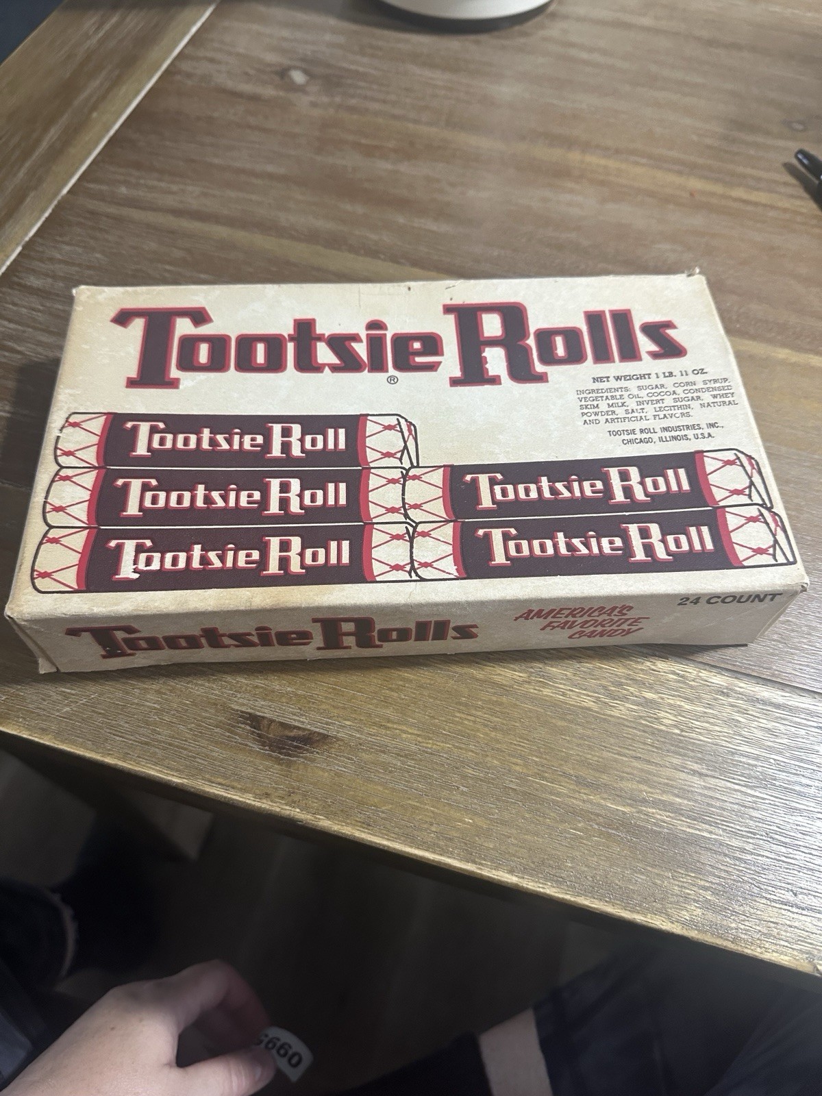 Vintage 1940's Tootsie Rolls 24 Count Candy BOX manufactured by The Sweets Co