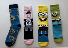 SpongeBob SquarePants Crew Socks 4-Pair Set Patrick Cartoon Nickelodeon Gift
