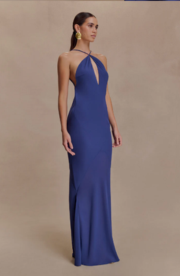 Meshki Nerea Slip Halter Maxi Dress Purple NWOT Satin Formal Dress Size S |  eBay