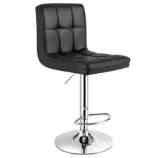 Adjustable Swivel Bar Stool Counter Height Bar Chair PU Leather w/ Back Black