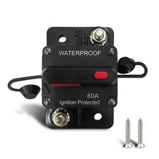 60Amp Circuit Breaker, DC 12V-48V Waterproof Inline Fuse with Manual Reset...