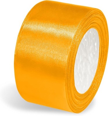 2 x 25 Yds Yellow Gold Double-Sided Solid Polyester Ribbon, Gift Wrap, Craft