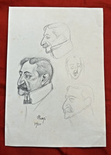 Dessin Original Drawing 1900 Michel Manzi Impressionnisme Portraits Homme