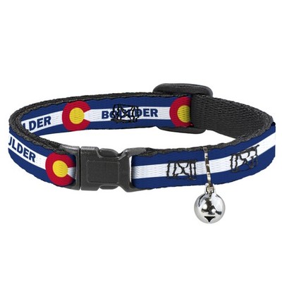 Cat Collar Breakaway with Bell Colorado BOULDER Flag Blue/White/Red/ (US IMPORT)