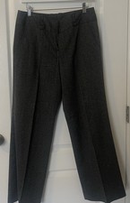 Gray Women's Dress Pants Zip Button Flat Front Pockets Straight Leg Solid