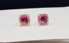Pre-Owned David-Yurman Chatelaine Pink Tourmaline Sterling Silver Stud Earrings