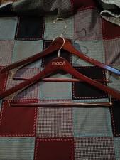 Lot of 2 Wooden Hangers Brown 1 Macy's And 1 No Brand for Pants, Jacket, Suits,