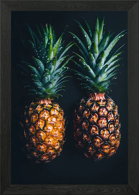 Gerahmtes Wandbild Frische Ananas Tropen Poster Leinwanddruck Bild