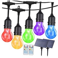 96FT Outdoor String Lights with Remote, 30 Shatterproof Edison Solar A55 96FT