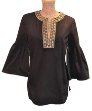 *Tory Burch* Dark Blue tunic top with mirror decoration & bell sleeves US6 UK10