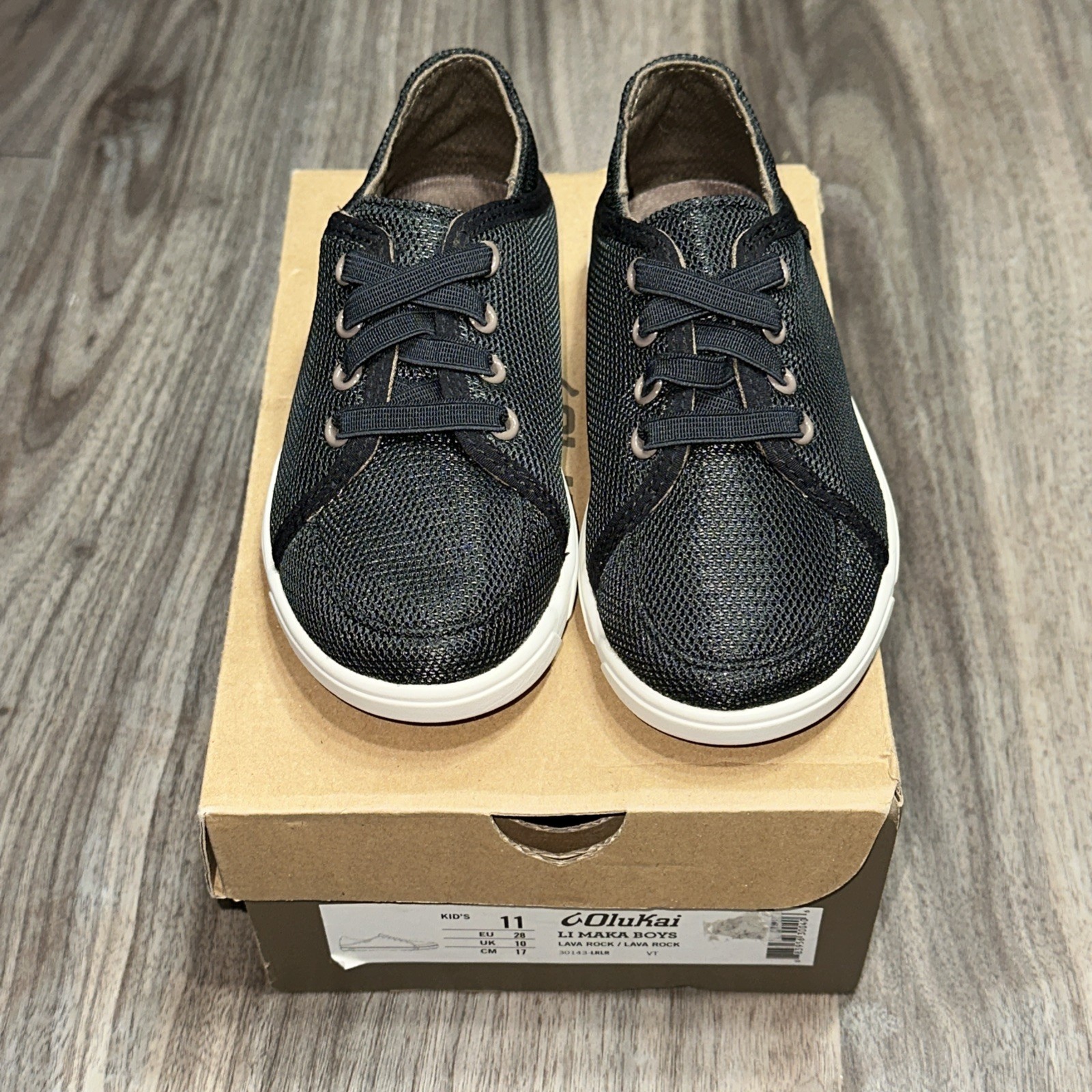 OluKai Li Maka Boys Black Slip On Shoes Size 11 New in Box