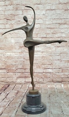 Signed Milo Bronze Dancer Figurine Abstract Modern Ballerina Sculpture Figurine