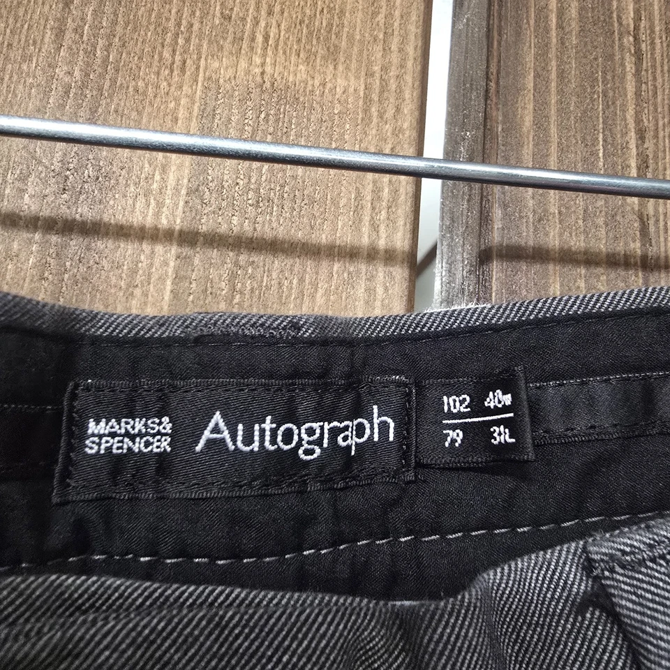 Pantalones de vestir Marks & Spencer autógrafo gris sarga para hombre 38x30 frente plano Foto 3 de 4
