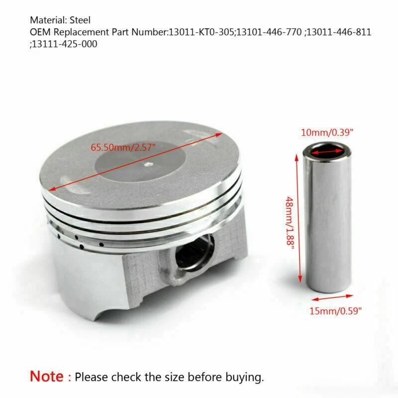 STD 65.50mm 13011-446-811 Piston Kit Fits Honda XL200 XR200R XR200 1980-2002 A1 - Image 2 of 4