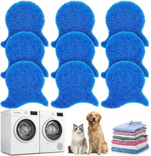 9 PCS Blue Pet Hair Remover for Laundry - High Visibility Reusable Fur Catcher,