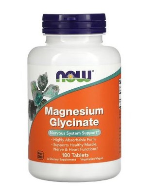 NOW Foods, Magnesium Glycinate180 Tablets (100mg Per Tablet)