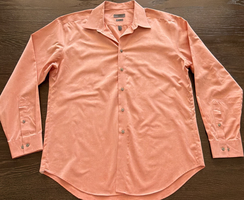 Calvin Klein Slim Fit Non Iron Pink Dress Shirt 17 1/2 34/35 Cotton Men's