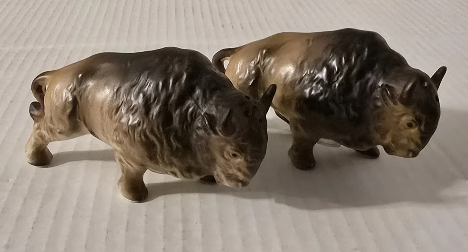 Salero y pimentero vintage Plains Buffalo Bisonte cerámica Foto 2 de 4