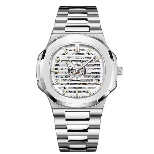 Herrenuhr Skelett Mechanisch Leuchtend Eckig Wasserdicht Sportuhr - Bild 12 von 13
