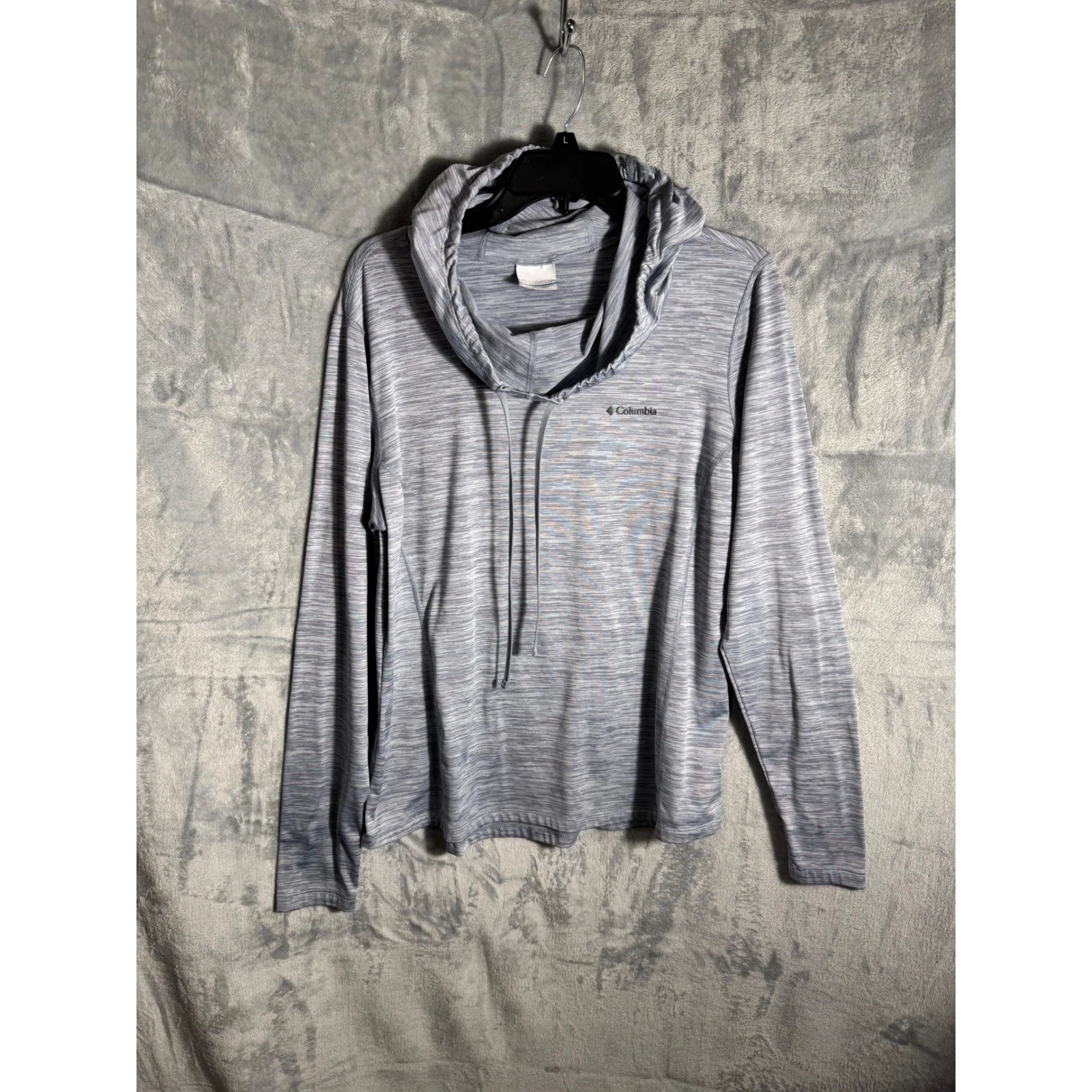 Columbia Womens XL Grey Space Dye Cowl Neck Hoodie Pullover Activewear RN 69724