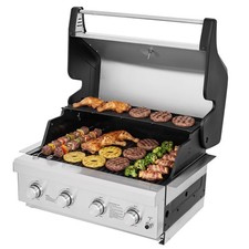 Royal Gourmet 4-Burner Built-In Gas Barbecue Grill Head, Silver & Black