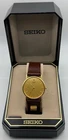 1995 Vintage N.O.S. Seiko Men's Gold Dress Watch w/O.G. Band & Box - 7N00 Quartz