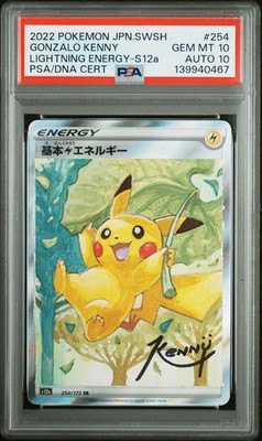 PSA 10 GEM MINT AUTO 10 Energy Gonzalo Kenny Signature Pikachu