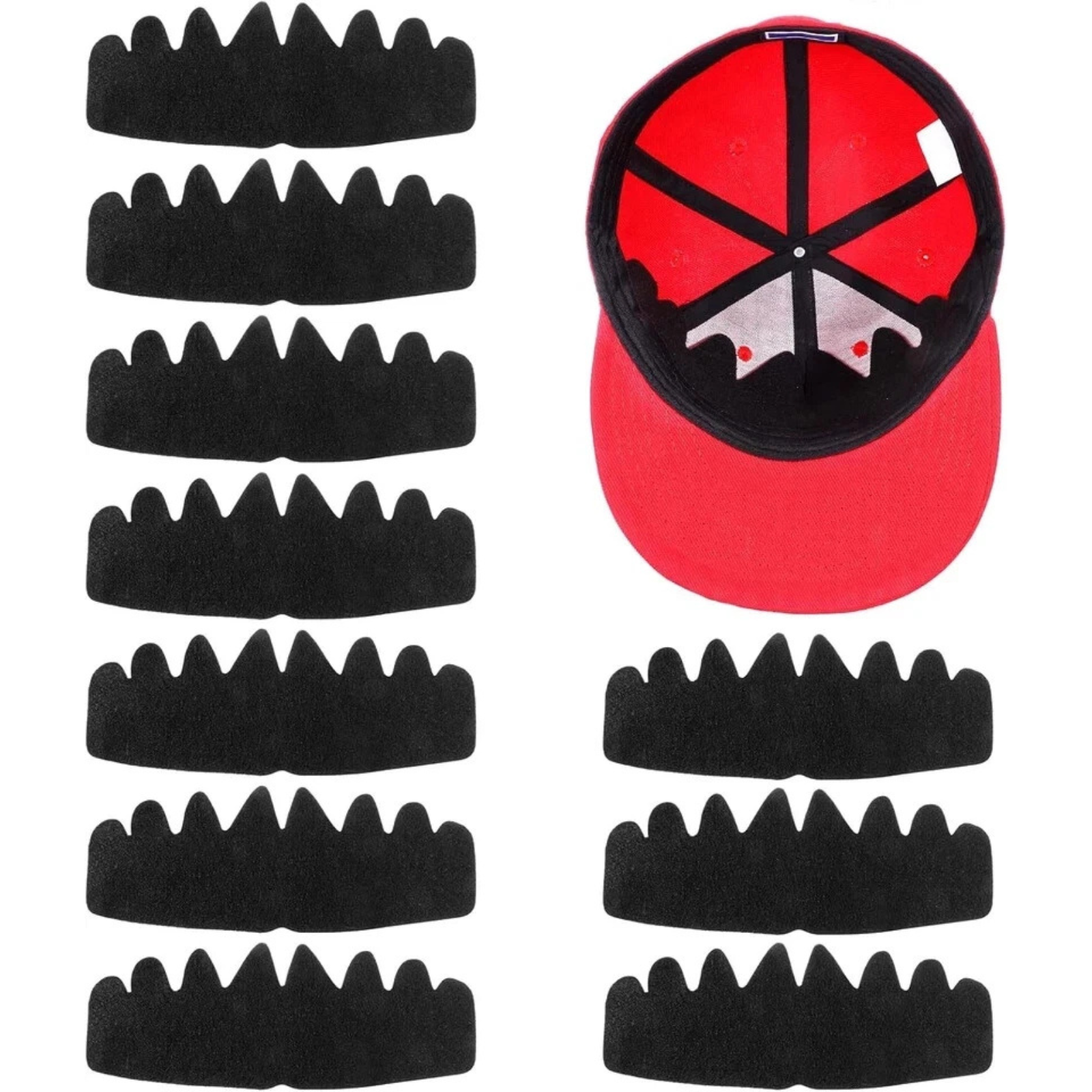 10 PCS Black Baseball Cap Inserts, Flexible Washable Hat Shapers for Storage & Shape Retention