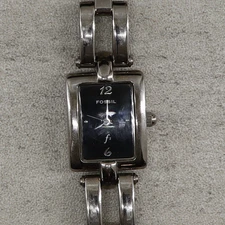 Fossil Women's Watch ES-8023 Silver Tone Rectangular Face – New Battery Working