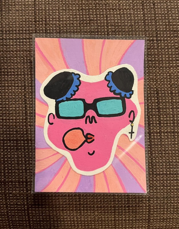 Blob Character collage ACEO /Original Art Card/Miniature Artwork/ATC - Painting 