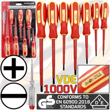 VDE Insulated Electricians Screwdriver Set Magnetic HEAVY DUTY 1000v & Tester