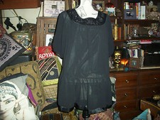 ANTHROPOLOGIE THE HANGER Sassy Jet Black Beaded Dress Size M