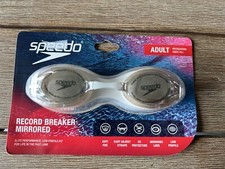 Speedo Adult Record Breaker Mirrored Swimming Goggles White- Adult New Age 15 