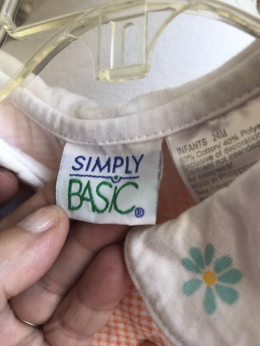 Vintage Simply Basic Sz 24Mos Floral Embroidered Gingham Romper - Picture 7 of 8