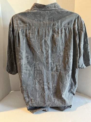 Tommy Bahama 100% Silk Gray embroidered Palm Print Hawaiian Shirt Mens Size 2XL - Picture 8 of 13