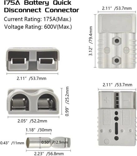 2x Batteriestecker mit Kupplung 50A-175A für Anderson Stecker Stromanschluss - Bild 9 von 14