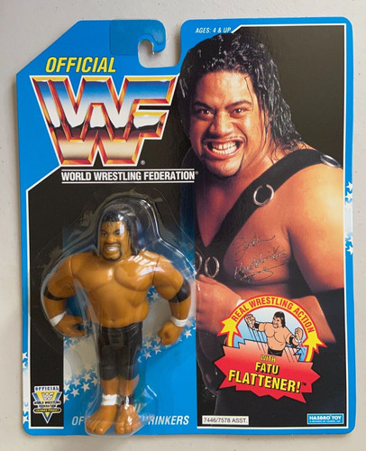 WWF Hasbro Blue Card Headshrinker Fatu Wrestling F...